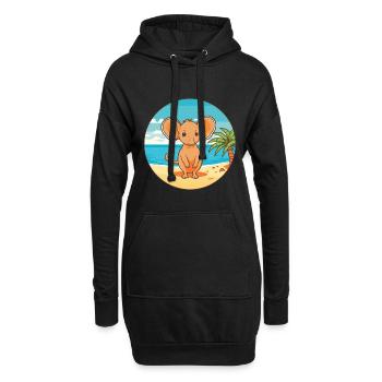 Éléphant musaraigne aquarelle dessin animé kawaii Animal - Sweat-shirt à capuche long Femme - noir - Devant