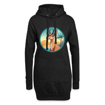 Impala Aquarell Karikatur Kawaii Clipart Tier - Hoodie-Kleid - Schwarz - Vorne
