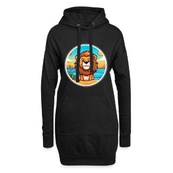 Lion aquarelle dessin animé Kawaii Clipart Animal - Sweat-shirt à capuche long Femme - noir - Devant