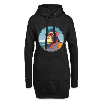 Mandrill Aquarell Cartoon Kawaii Clipart Tier - Hoodie-Kleid - Schwarz - Vorne