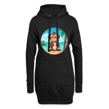 Affe Aquarell Cartoon Kawaii Clipart Tier - Hoodie-Kleid - Schwarz - Vorne