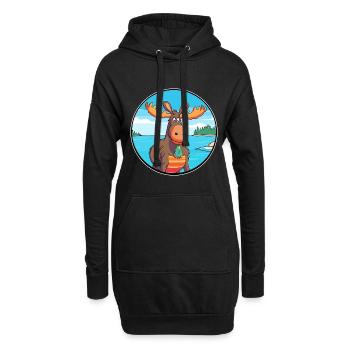 Elch Aquarell Cartoon Kawaii Clipart Tier - Hoodie-Kleid - Schwarz - Vorne