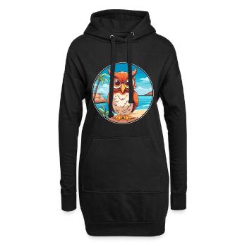 hibou aquarelle dessin animé Kawaii Clipart Animal - Sweat-shirt à capuche long Femme - noir - Devant