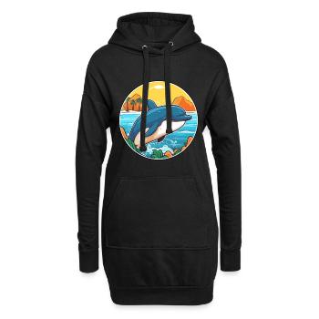 Wal Aquarell Cartoon Kawaii Clipart Tier - Hoodie-Kleid - Schwarz - Vorne