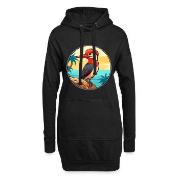 Pic Aquarelle Dessin animé Kawaii Clipart Animal de compagnie - Sweat-shirt à capuche long Femme - noir - Devant