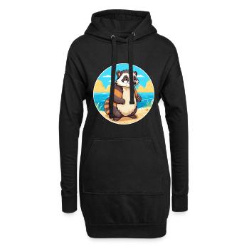 Blaireau Aquarelle Dessin Animé Kawaii Clipart Animal - Sweat-shirt à capuche long Femme - noir - Devant