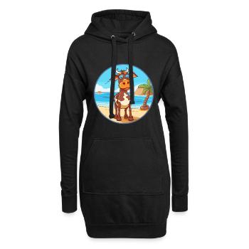 Vache aquarelle dessin animé kawaii clipart animal - Sweat-shirt à capuche long Femme - noir - Devant