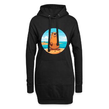 Und täglich grüßt das Murmeltier Aquarell Karikatur Kawaii Clipart Tier - Hoodie-Kleid - Schwarz - Vorne