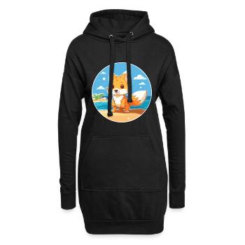 Fuchs Aquarell Cartoon Kawaii Clipart Tier - Hoodie-Kleid - Schwarz - Vorne