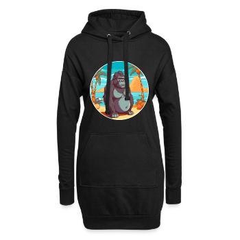 Gorilla Aquarell Cartoon Kawaii Clipart Tier - Hoodie-Kleid - Schwarz - Vorne