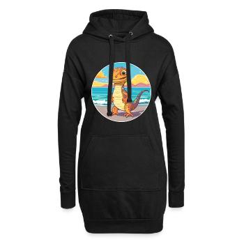 Eidechse Aquarell Cartoon Kawaii Clipart Tier - Hoodie-Kleid - Schwarz - Vorne