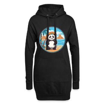 Panda Aquarell Karikatur Kawaii Clipart Tier - Hoodie-Kleid - Schwarz - Vorne