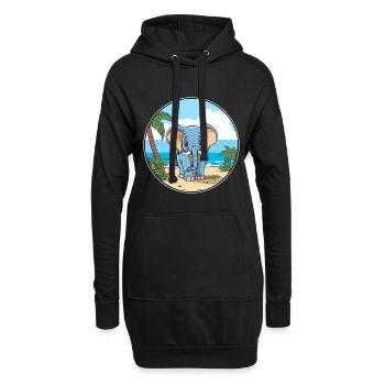 Éléphant aquarelle dessin animé Kawaii Clipart Animal - Sweat-shirt à capuche long Femme - noir - Devant