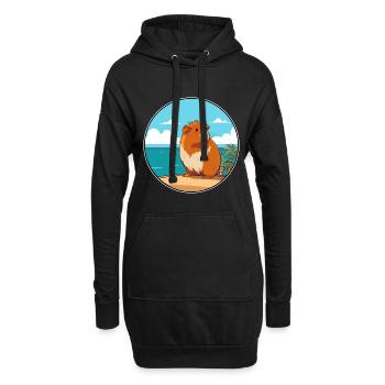 Cochon d’Inde aquarelle dessin animé Kawaii Clipart animal de compagnie - Sweat-shirt à capuche long Femme - noir - Devant