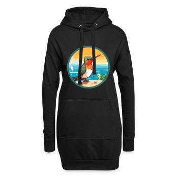 Colibri aquarelle dessin animé Kawaii Clipart animal de compagnie - Sweat-shirt à capuche long Femme - noir - Devant