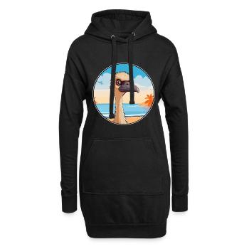 Straußen, Aquarell, Cartoon, Kawaii, Clipart, Tier - Hoodie-Kleid - Schwarz - Vorne