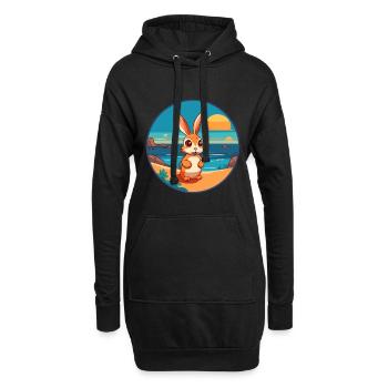 Kaninchen Aquarell Cartoon Kawaii Clipart Tier - Hoodie-Kleid - Schwarz - Vorne