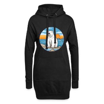 Ours polaire aquarelle dessin animé Kawaii Clipart animal de compagnie - Sweat-shirt à capuche long Femme - noir - Devant