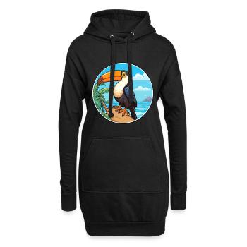 Toucan aquarelle dessin animé Kawaii Clipart Animal - Sweat-shirt à capuche long Femme - noir - Devant