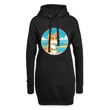Wolf Aquarell Cartoon Kawaii Clipart Tier - Hoodie-Kleid - Schwarz - Vorne