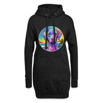Akbash Hunderasse buntes Karikatur-Aquarell - Hoodie-Kleid - Schwarz - Vorne