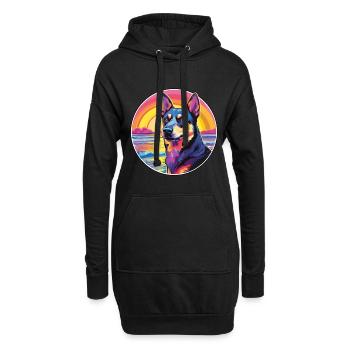 Australische Kelpie-Hunderasse buntes Karikatur-Wasser - Hoodie-Kleid - Schwarz - Vorne