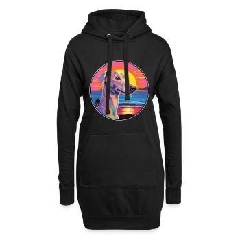Bedlington Terrier chien race coloré dessin animé Wate - Sweat-shirt à capuche long Femme - noir - Devant