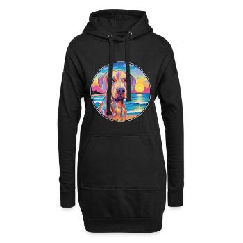 Braque Saint Germain Hunderasse Bunte Karikatur Wa - Hoodie-Kleid - Schwarz - Vorne