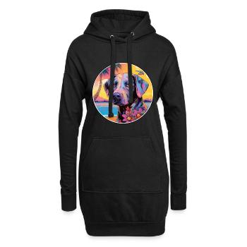 Cao da Serra de Aires Hunderasse Bunte Karikatur W - Hoodie-Kleid - Schwarz - Vorne