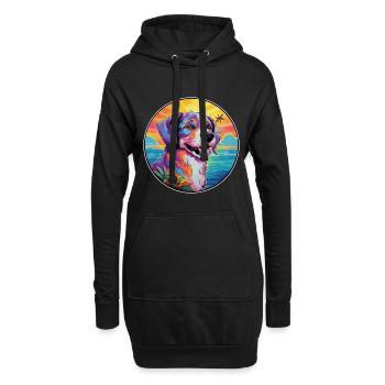 Cao De Castro Laboreiro Race De Chien Coloré Dessin Animé - Sweat-shirt à capuche long Femme - noir - Devant
