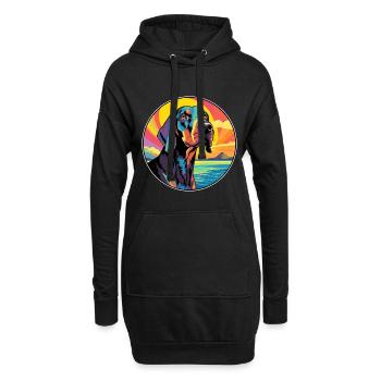 Noir Et Tan Coonhound Race De Chien Coloré Dessin Animé - Sweat-shirt à capuche long Femme - noir - Devant