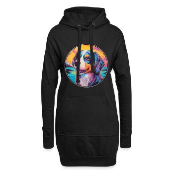 Caucasien Ovcharka Race De Chien Coloré Dessin Animé Wate - Sweat-shirt à capuche long Femme - noir - Devant
