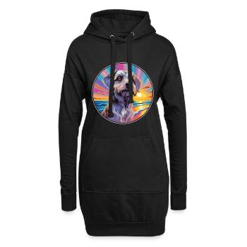 Cesky Terrier Hunderasse Bunte Karikatur Watercolo - Hoodie-Kleid - Schwarz - Vorne