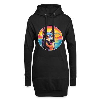 Tschechoslowakische Wolfhund-Hunderasse Bunte Karikatur Wa - Hoodie-Kleid - Schwarz - Vorne