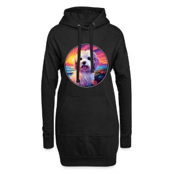 Coton De Tulear Dog Breed Colorful Cartoon Waterco - Sweat-shirt à capuche long Femme - noir - Devant