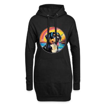 Entlebucher Mountain Dog Breed Coloré Cartoon Wa - Sweat-shirt à capuche long Femme - noir - Devant