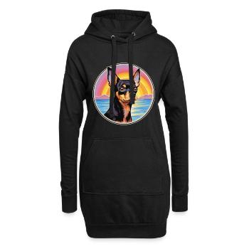 Englischer Spielzeugterrier Hunderasse Bunte Karikatur Wat - Hoodie-Kleid - Schwarz - Vorne