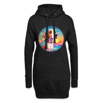 Englischer Foxhound Hunderasse Bunte Karikatur Wasserc - Hoodie-Kleid - Schwarz - Vorne
