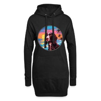 Deutsch Langhaar Vorstehhund Rasse bunt Carto - Hoodie-Kleid - Schwarz - Vorne