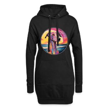 Galgo Español Race De Chien Coloré Dessin Animé Watercolo - Sweat-shirt à capuche long Femme - noir - Devant