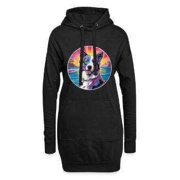 Georgischer Schäferhund Rasse Buntes Karikatur Wasser - Hoodie-Kleid - Schwarz - Vorne