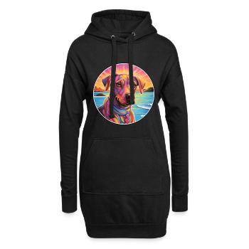 Havenese chien race coloré dessin animé aquarelle - Sweat-shirt à capuche long Femme - noir - Devant