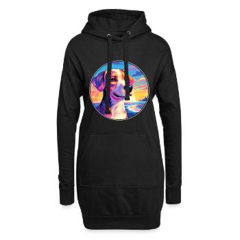 Hokkaido Hunderasse Buntes Karikatur-Aquarell - Hoodie-Kleid - Schwarz - Vorne