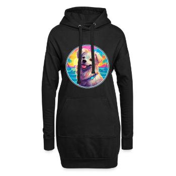 Hygenhund chien race coloré dessin animé aquarelle - Sweat-shirt à capuche long Femme - noir - Devant