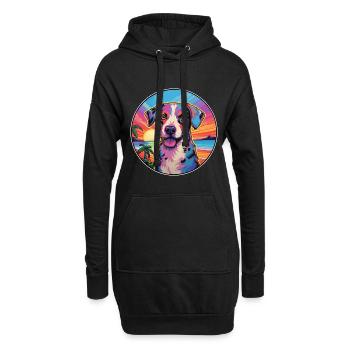 Jamthund Hunderasse buntes Cartoon-Aquarell - Hoodie-Kleid - Schwarz - Vorne