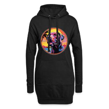 Labrador Hunderasse Bunte Karikatur Aquarell - Hoodie-Kleid - Schwarz - Vorne
