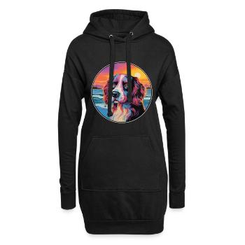 Landseer chien race coloré dessin animé aquarelle - Sweat-shirt à capuche long Femme - noir - Devant