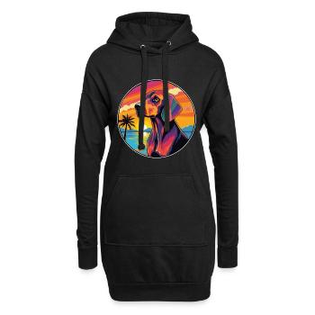 Chien Lituanien Chien Race Coloré Cartoon Waterc - Sweat-shirt à capuche long Femme - noir - Devant