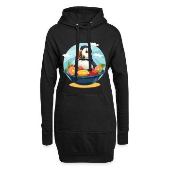 Macareux - Sweat-shirt à capuche long Femme - noir - Devant