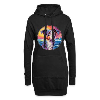 Nouvelle-Zélande Huntaway Chien Race Coloré Cartoon Wa - Sweat-shirt à capuche long Femme - noir - Devant